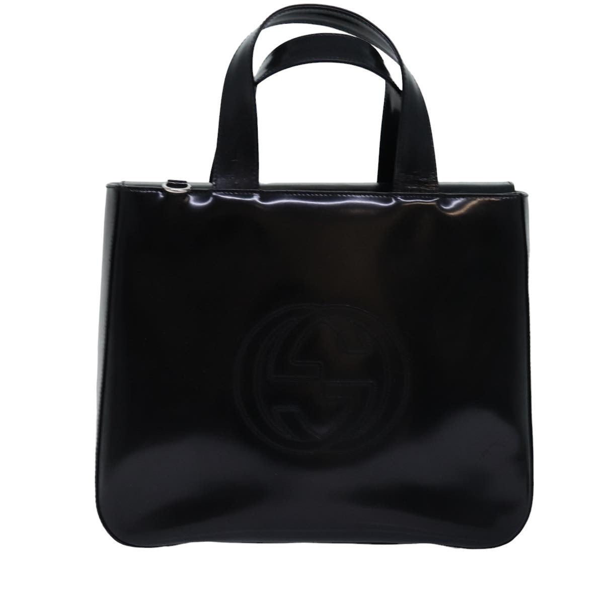 GUCCI Hand Bag Enamel 2way Black 000 1013 0504 Auth 76665