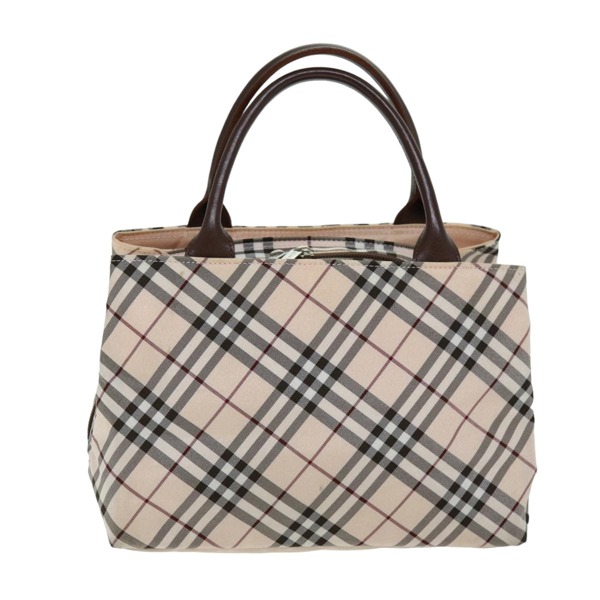 BURBERRY Nova Check Hand Bag Nylon Beige Auth 76678 - 0