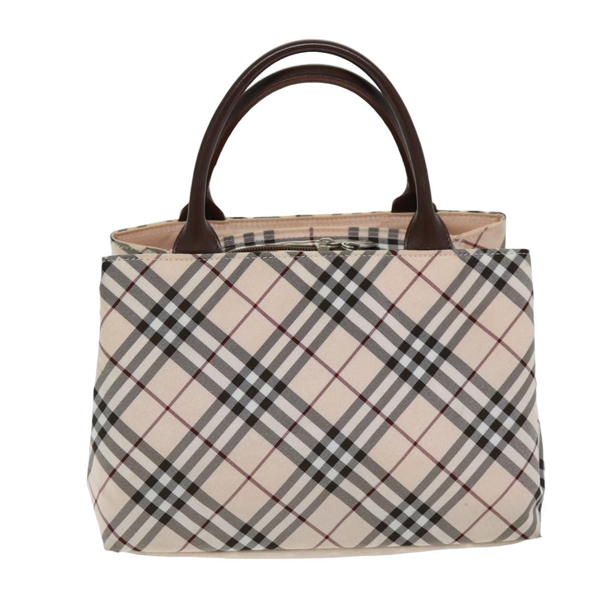 BURBERRY Nova Check Hand Bag Nylon Beige Auth 76678