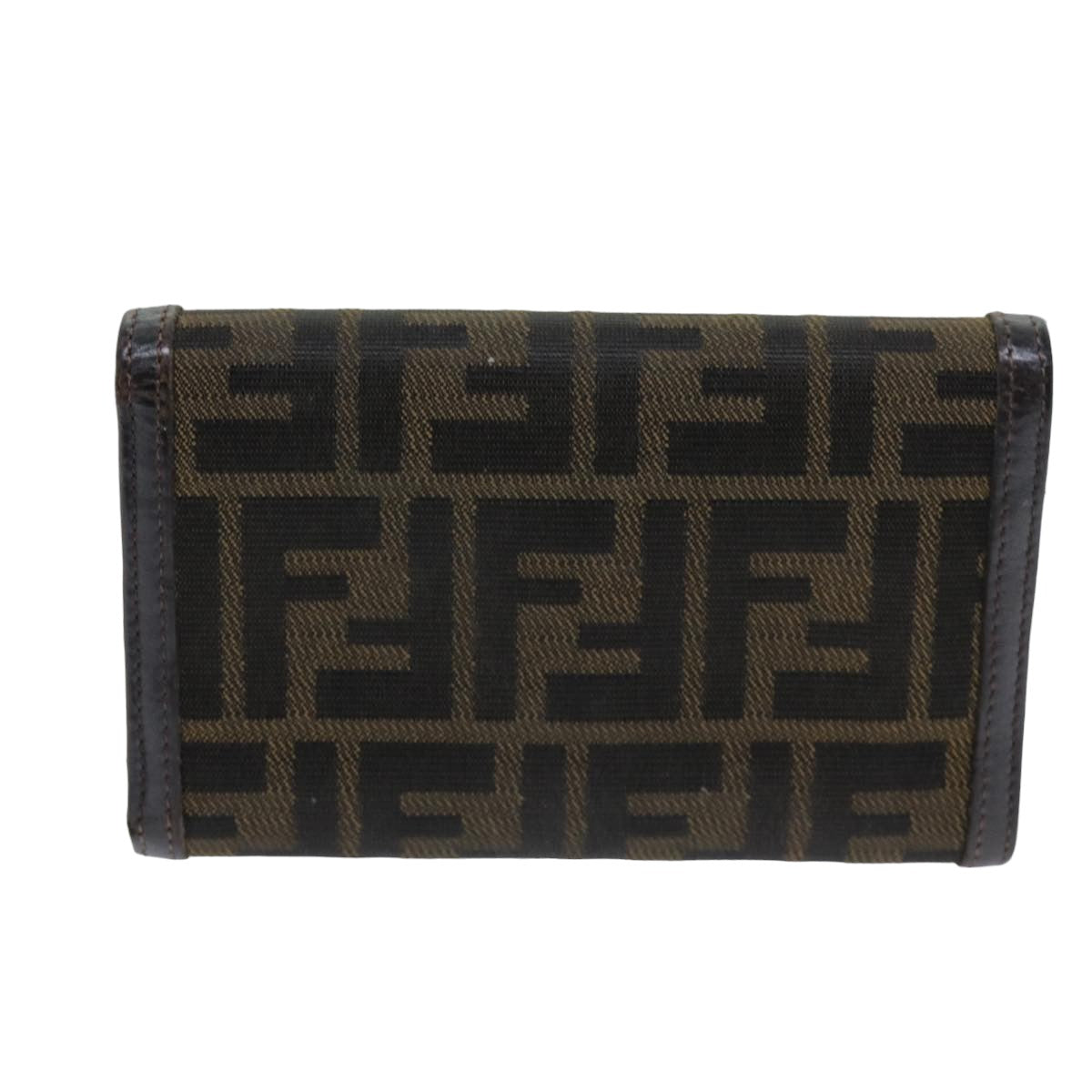 FENDI Zucca Canvas Wallet Black Brown Auth 76700 - 0