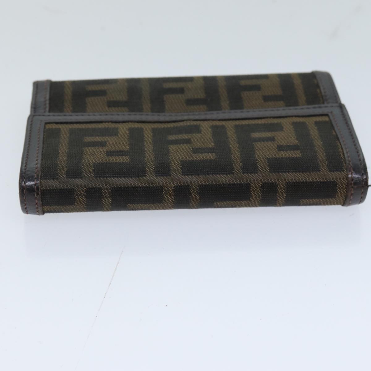 FENDI Zucca Canvas Wallet Black Brown Auth 76700