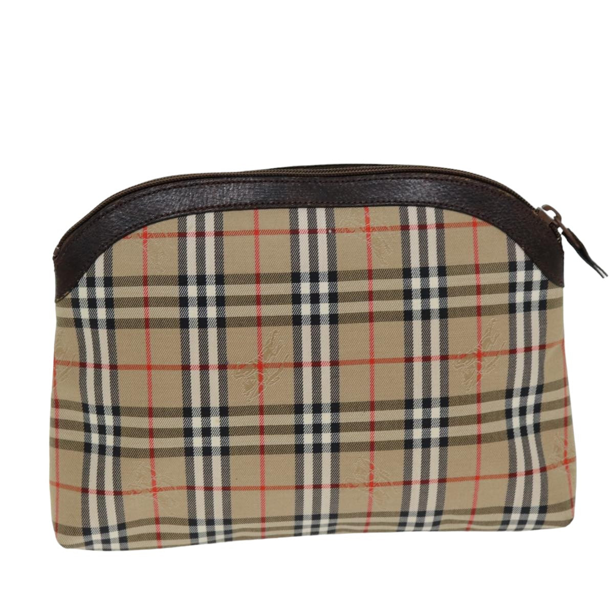 Burberrys Nova Check Pouch Canvas Beige Auth 76701