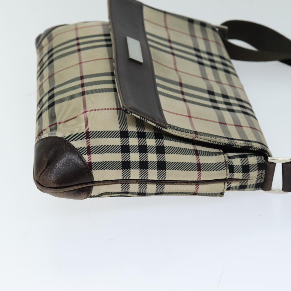 BURBERRY Nova Check Shoulder Bag Canvas Beige Dark Brown Auth 76702