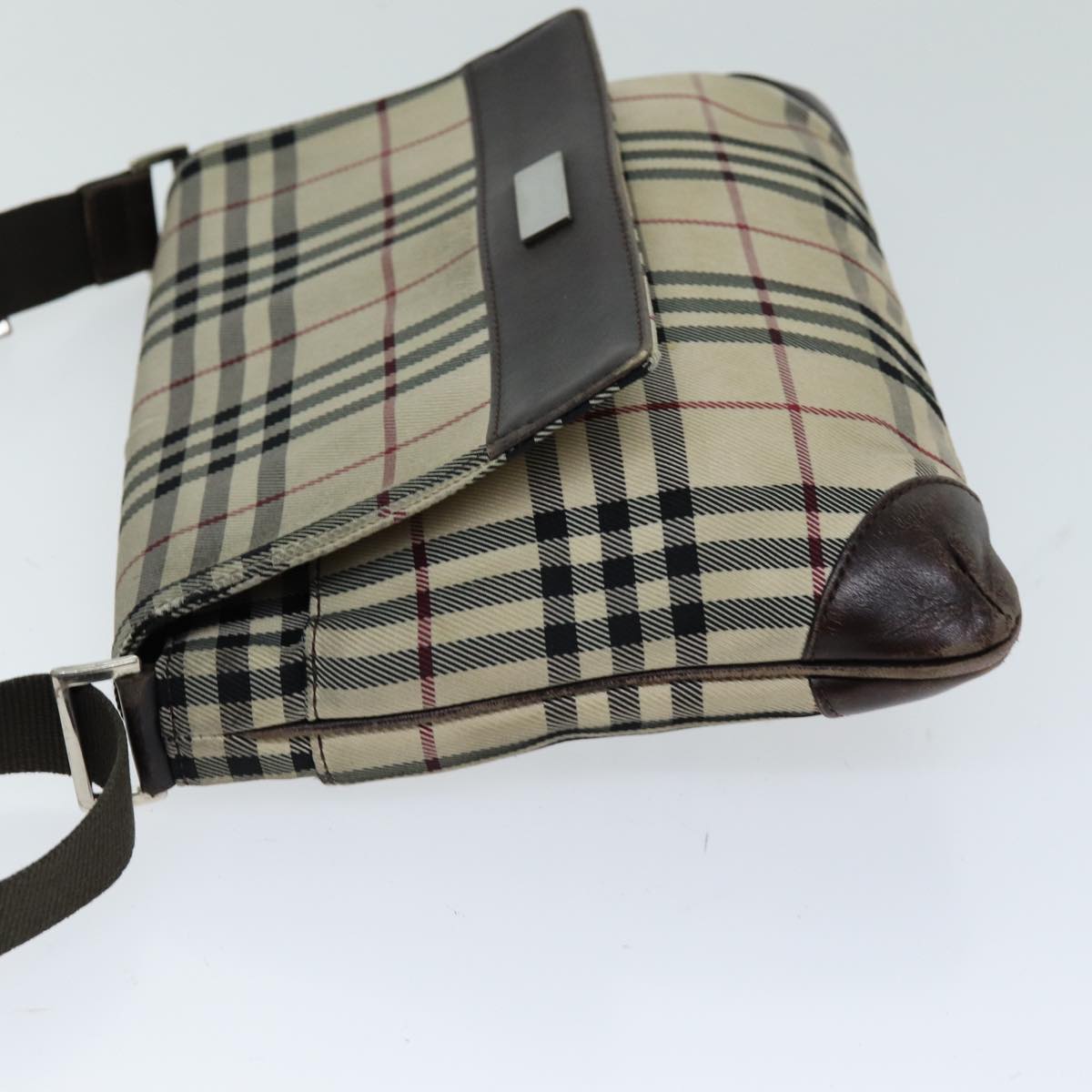 BURBERRY Nova Check Shoulder Bag Canvas Beige Dark Brown Auth 76702