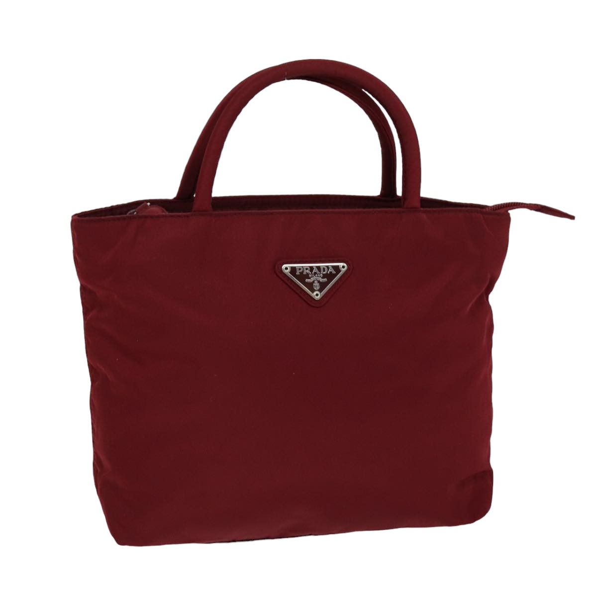 PRADA Hand Bag Nylon Red Auth 76716
