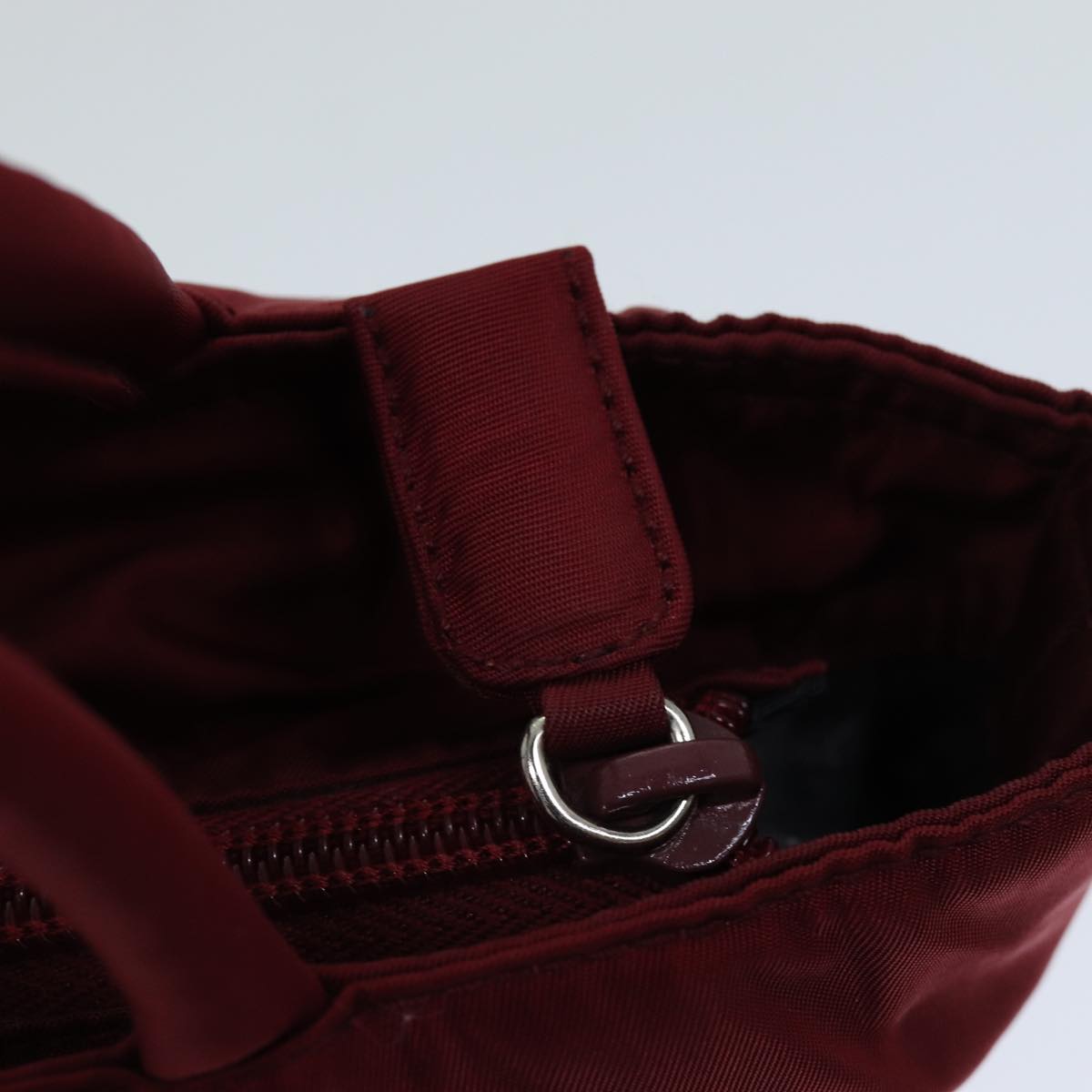 PRADA Hand Bag Nylon Red Auth 76716