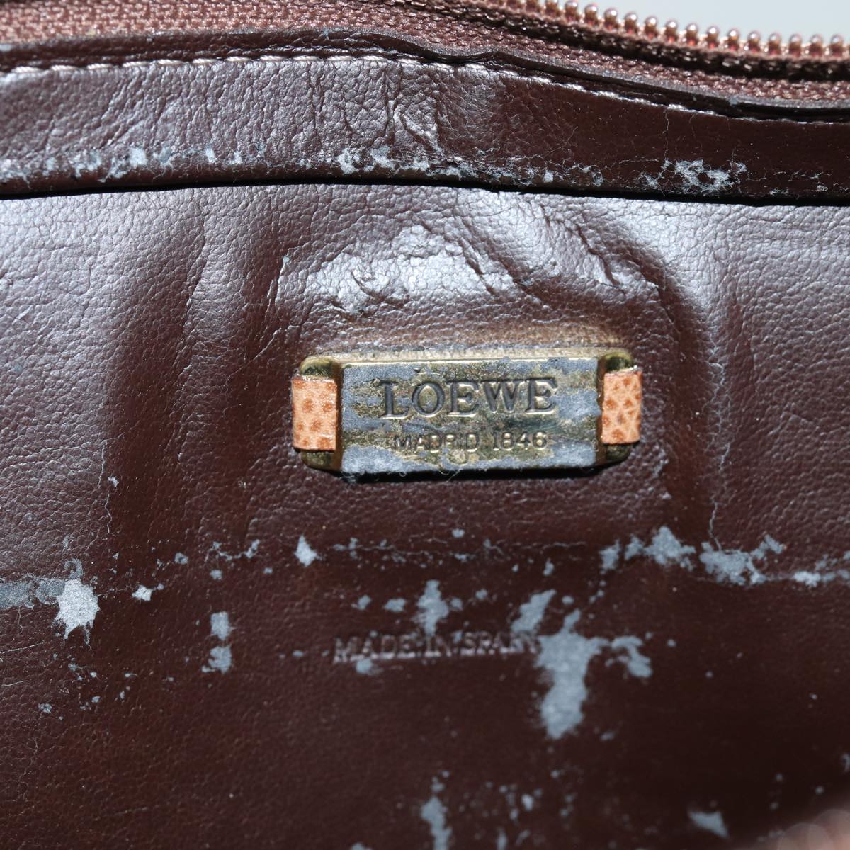 LOEWE Anagram Shoulder Bag Leather Brown Auth 76721