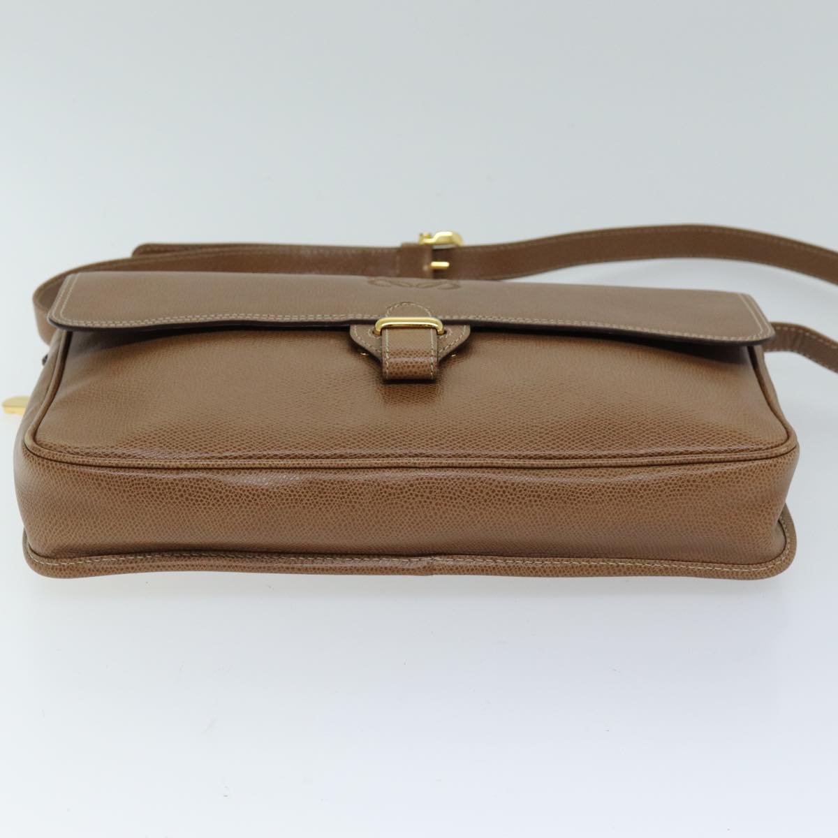 LOEWE Anagram Shoulder Bag Leather Brown Auth 76721