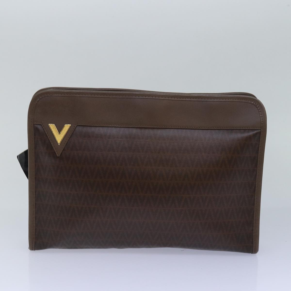 VALENTINO Clutch Bag Leather 3Set Black Brown Auth 76726 - 0