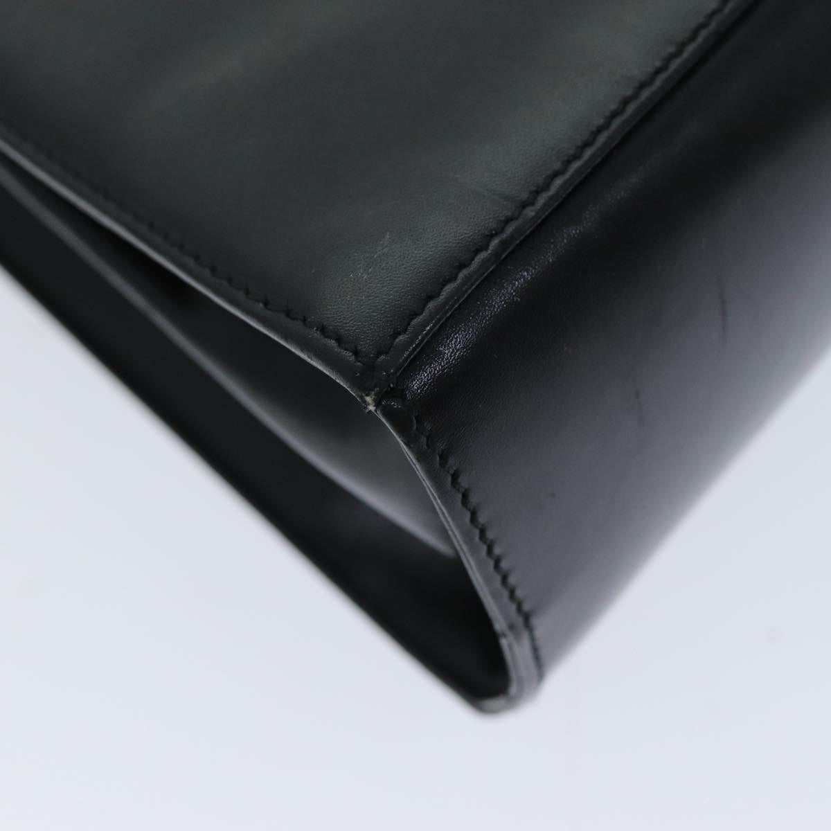Salvatore Ferragamo Gancini Hand Bag Leather Black Auth 76730