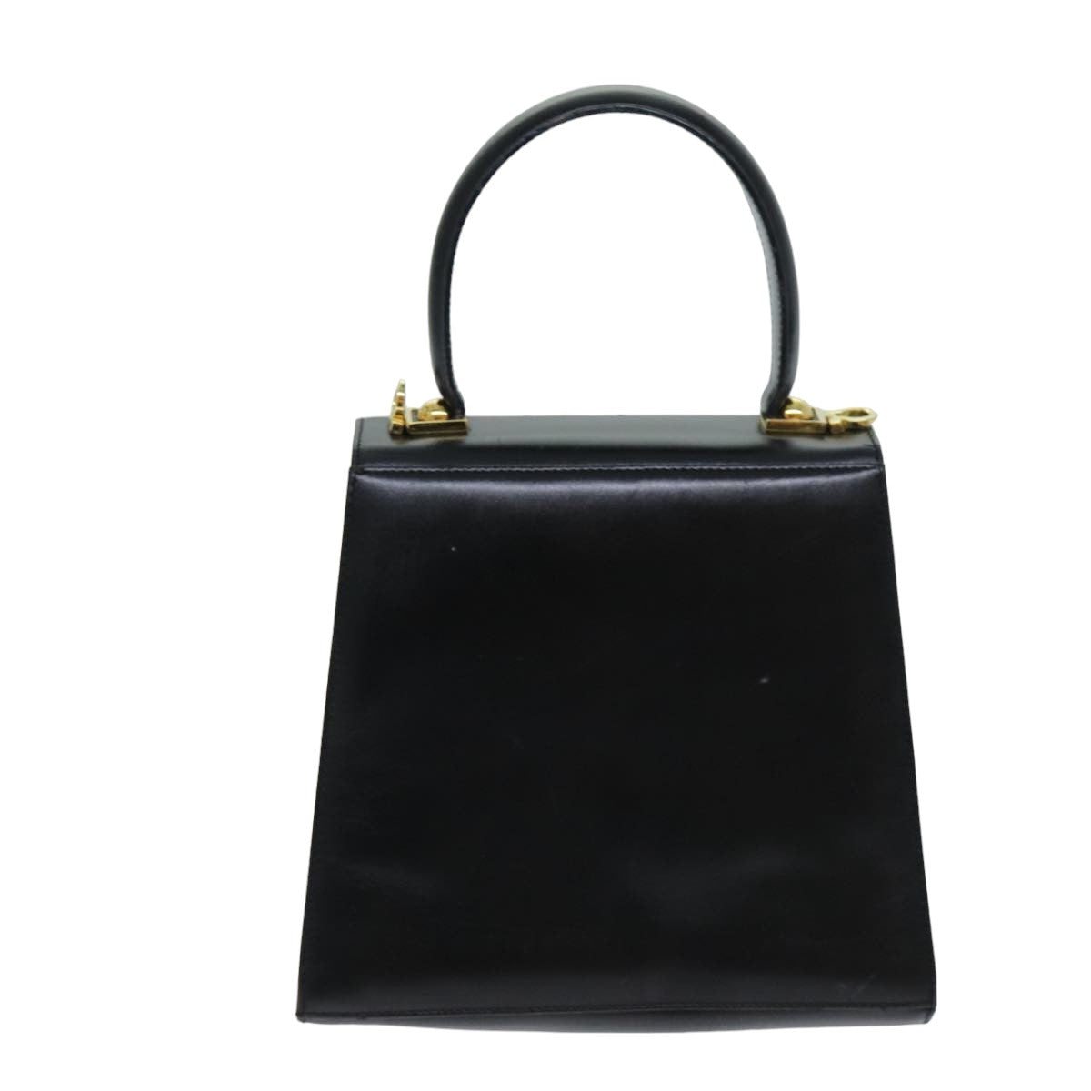 Salvatore Ferragamo Gancini Hand Bag Leather Black Auth 76730 - 0