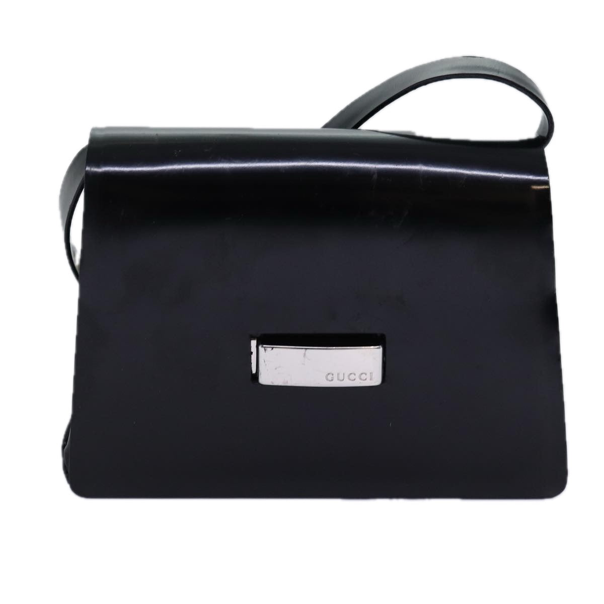 GUCCI Shoulder Bag Leather Black 007 2046 0270 Auth 76731