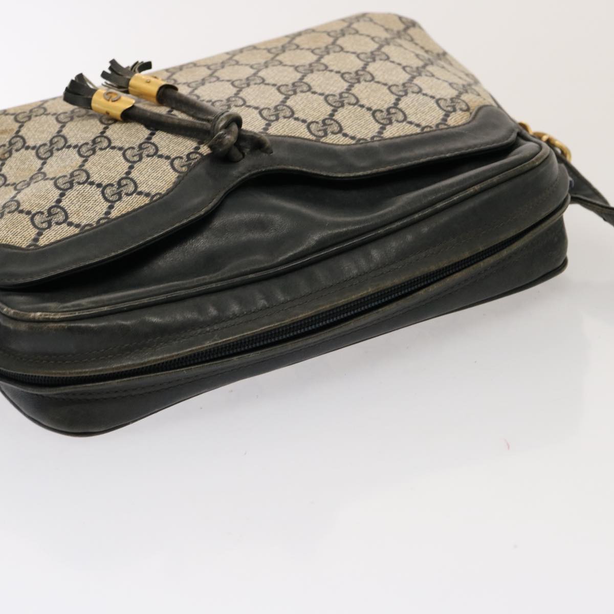 GUCCI GG Supreme Shoulder Bag PCV Navy 001 256 1066 Auth 76733