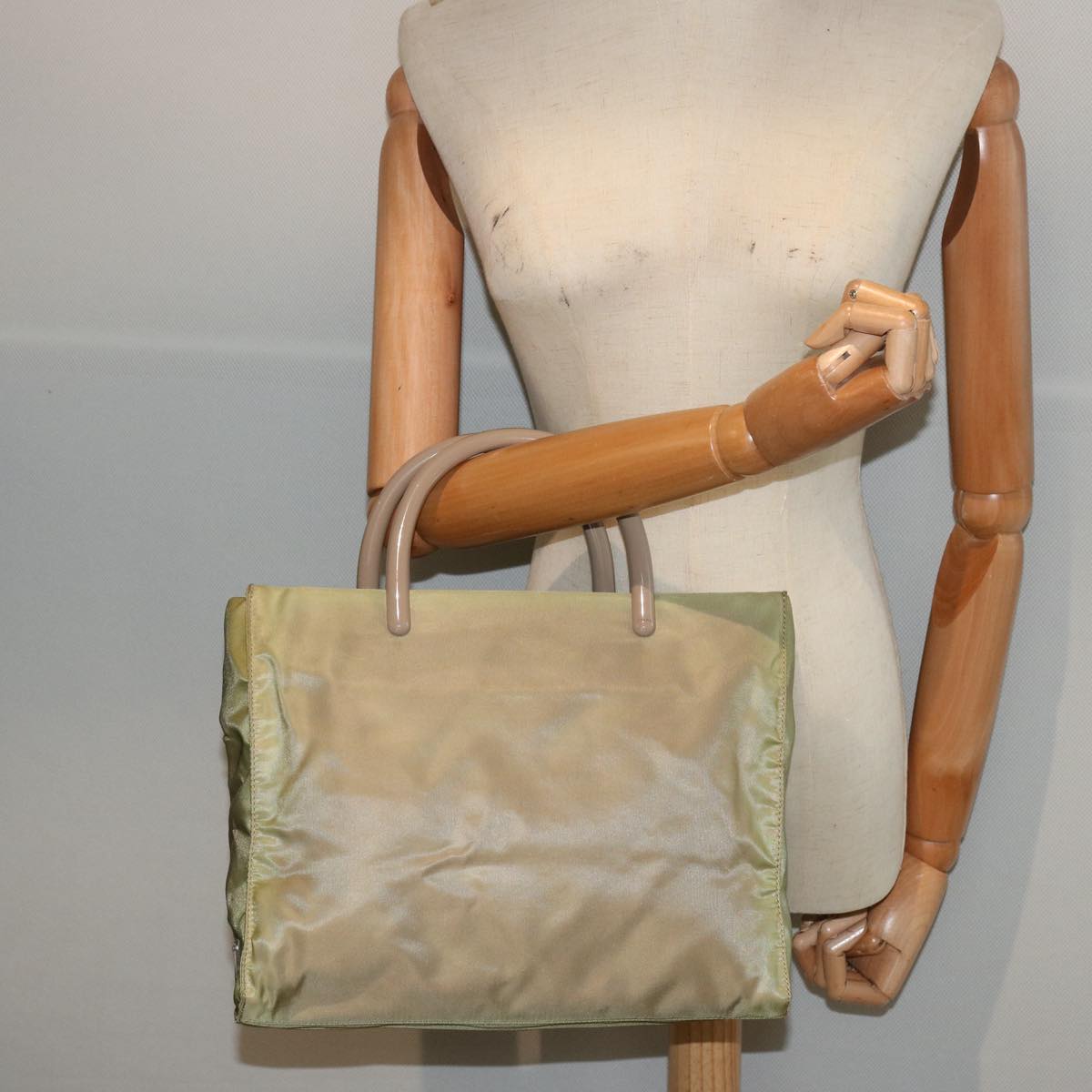 PRADA Hand Bag Nylon Khaki Auth 76734