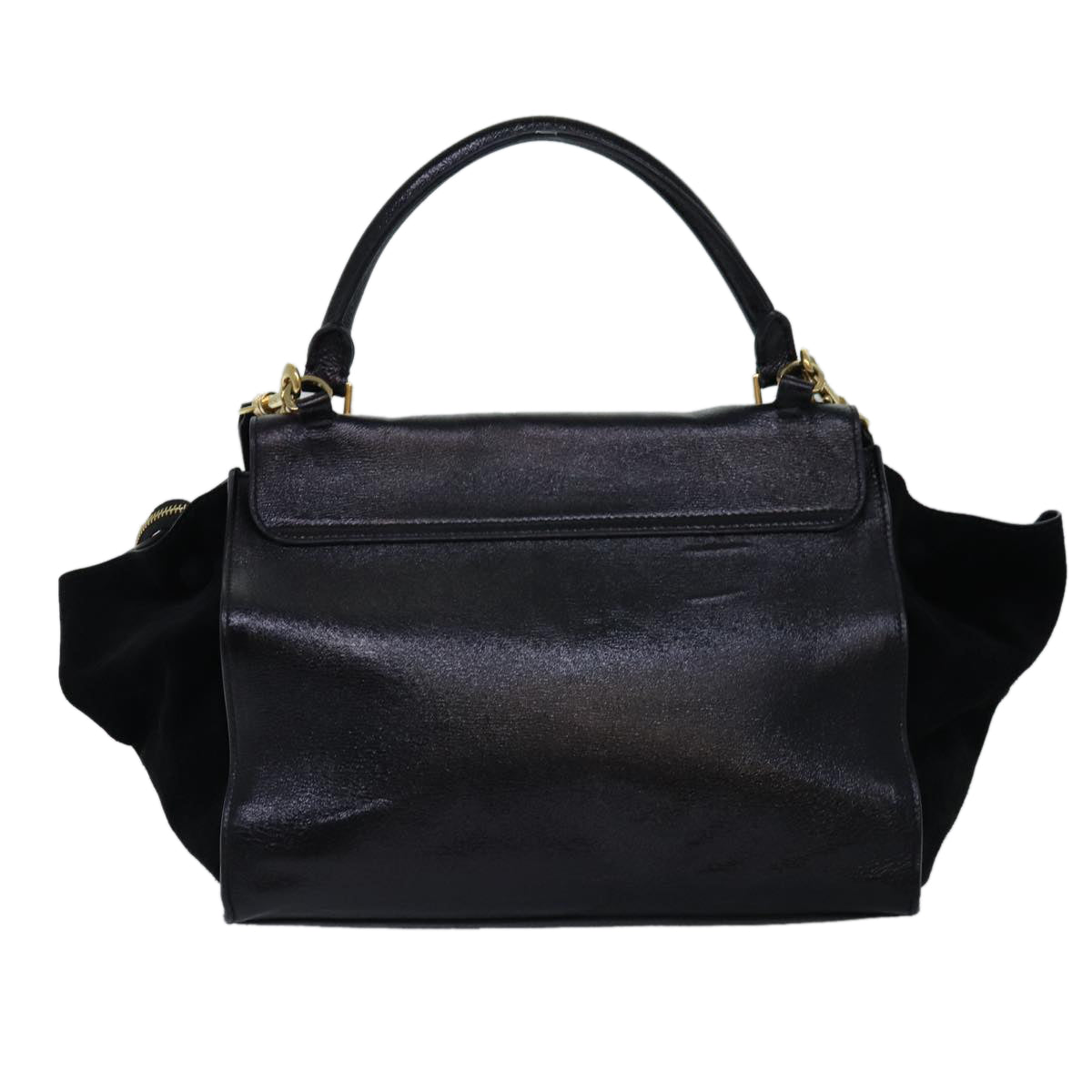 CELINE Trapeze Hand Bag Leather 2way Black Auth 76742 - 0