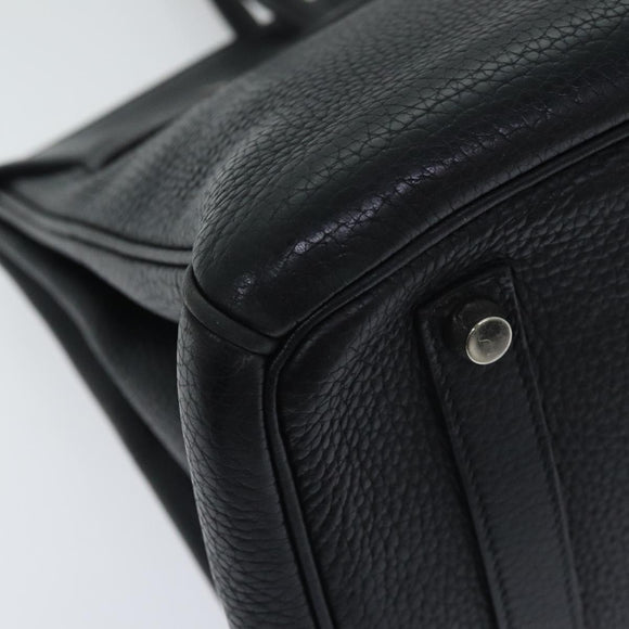 HERMES Birkin 35 Hand Bag Taurillon Clemence Black Silver Auth 76748