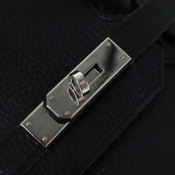 HERMES Birkin 35 Hand Bag Taurillon Clemence Black Silver Auth 76748
