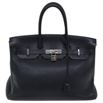 HERMES Birkin 35 Hand Bag Taurillon Clemence Black Silver Auth 76748 - 0