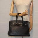 HERMES Birkin 35 Hand Bag Taurillon Clemence Black Silver Auth 76748-20