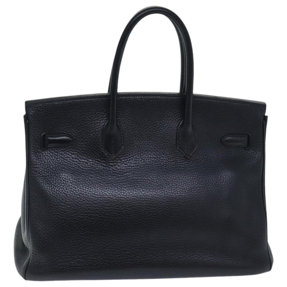 HERMES Birkin 35 Hand Bag Taurillon Clemence Black Silver Auth 76748