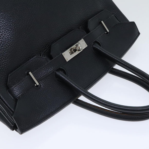HERMES Birkin 35 Hand Bag Taurillon Clemence Black Silver Auth 76748