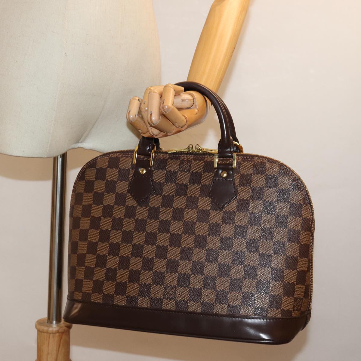 LOUIS VUITTON Damier Ebene Alma Hand Bag N51131 LV Auth 76753