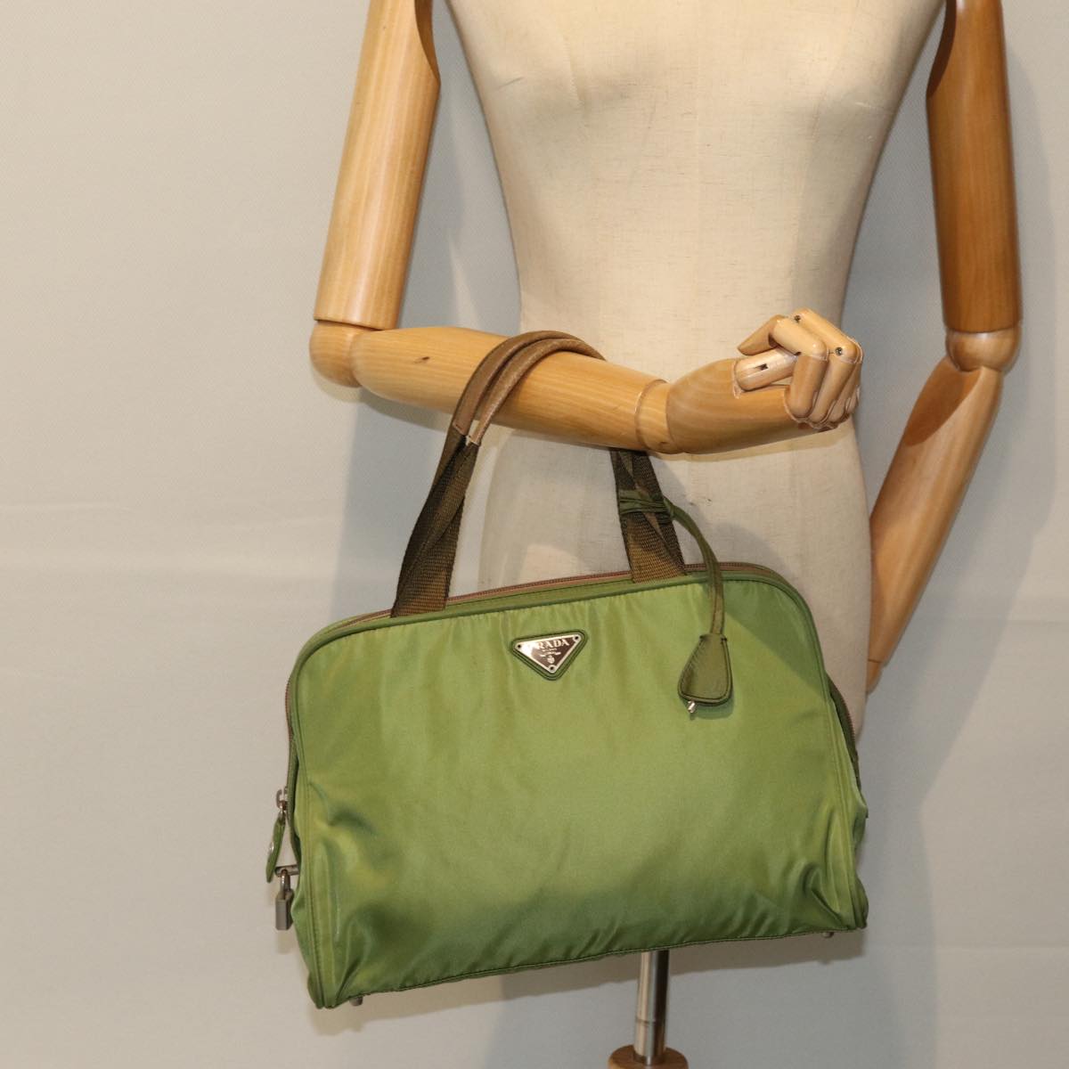 PRADA Tote Bag Nylon Green Auth 76805