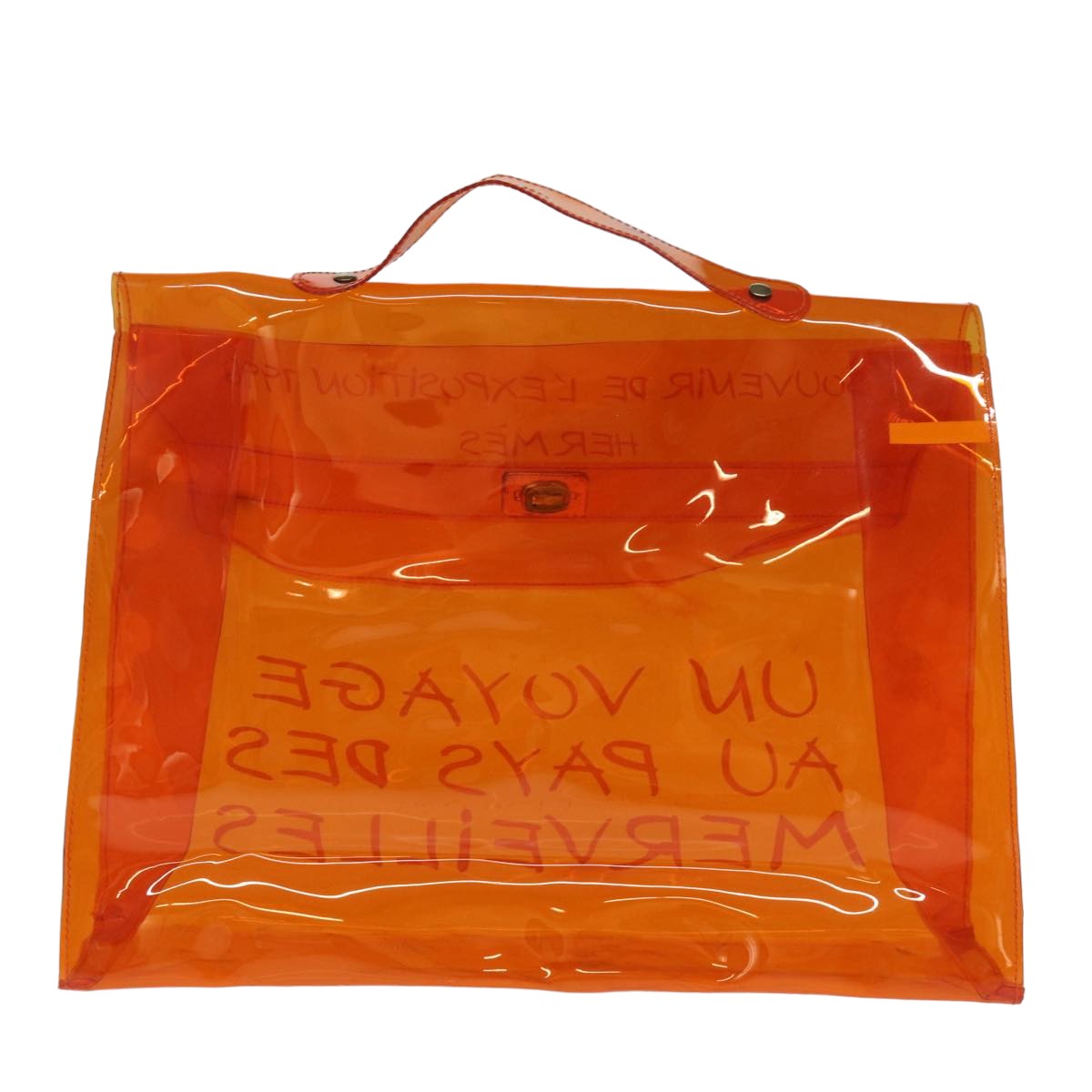 HERMES Vinyl Kelly Hand Bag Orange Auth 76806 - 0