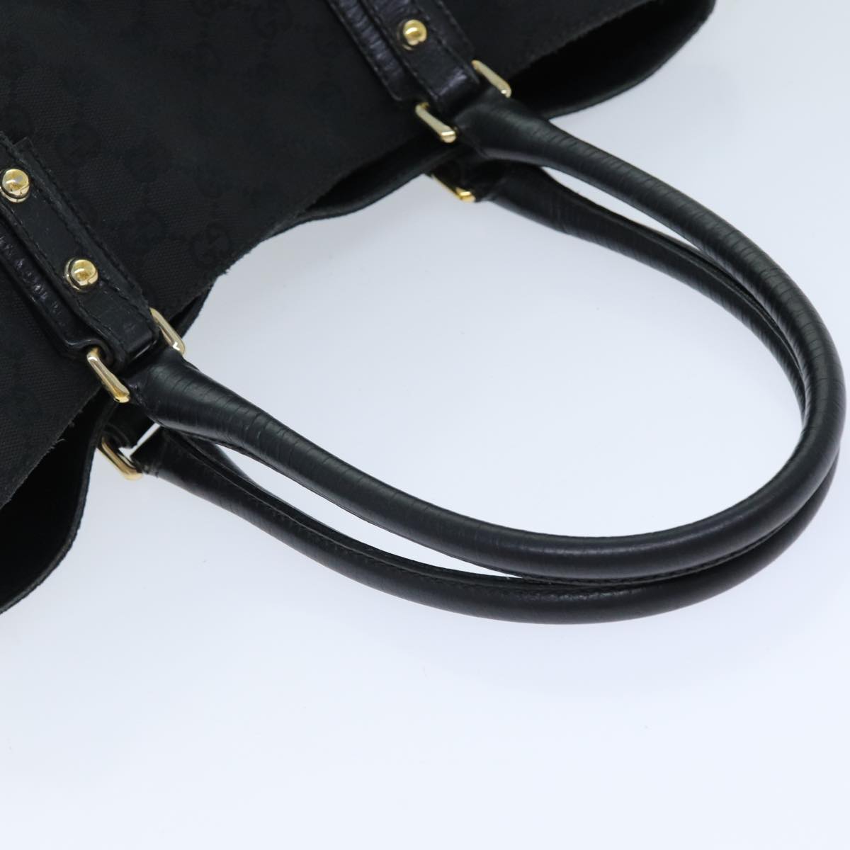 GUCCI Horsebit GG Canvas Hand Bag Black 137385 Auth 76810