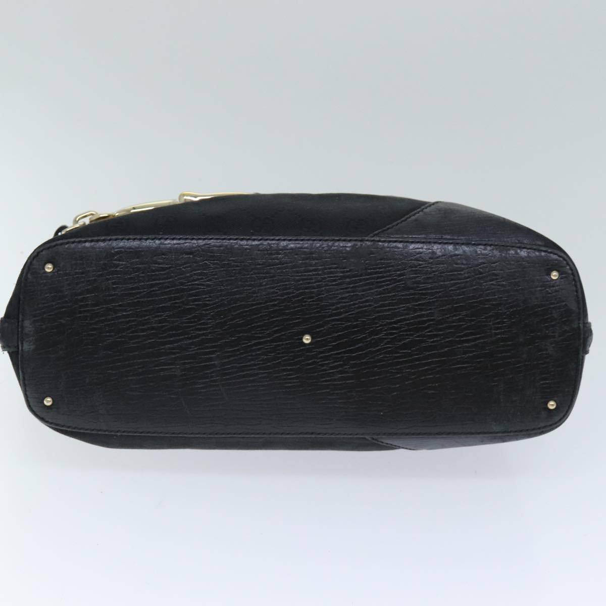 GUCCI Horsebit GG Canvas Hand Bag Black 137385 Auth 76810