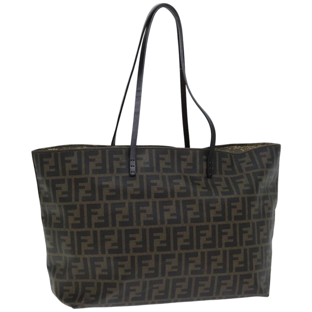 FENDI Zucca Canvas Tote Bag Black Brown Auth 76812