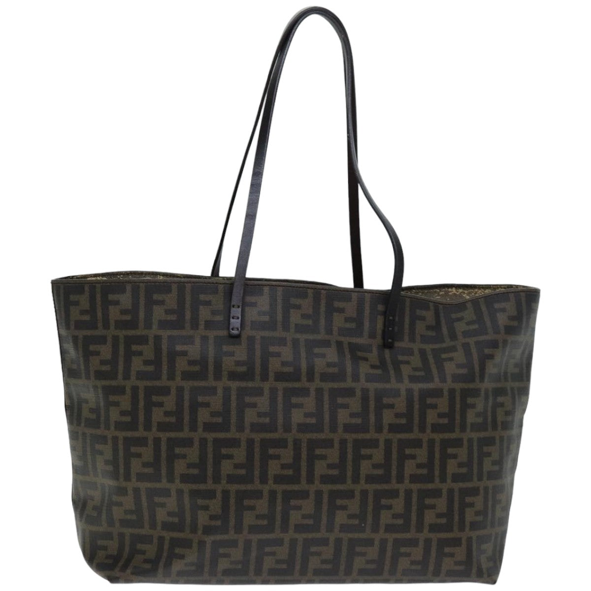 FENDI Zucca Canvas Tote Bag Black Brown Auth 76812 - 0