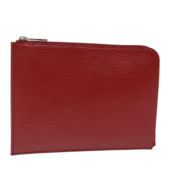 LOUIS VUITTON Epi Pochette Jules PM Clutch Bag Red Car Mine LV Auth 76821V