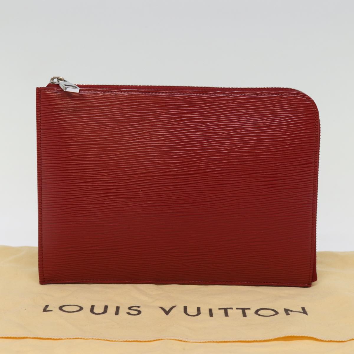 LOUIS VUITTON Epi Pochette Jules PM Clutch Bag Red Car Mine LV Auth 76821