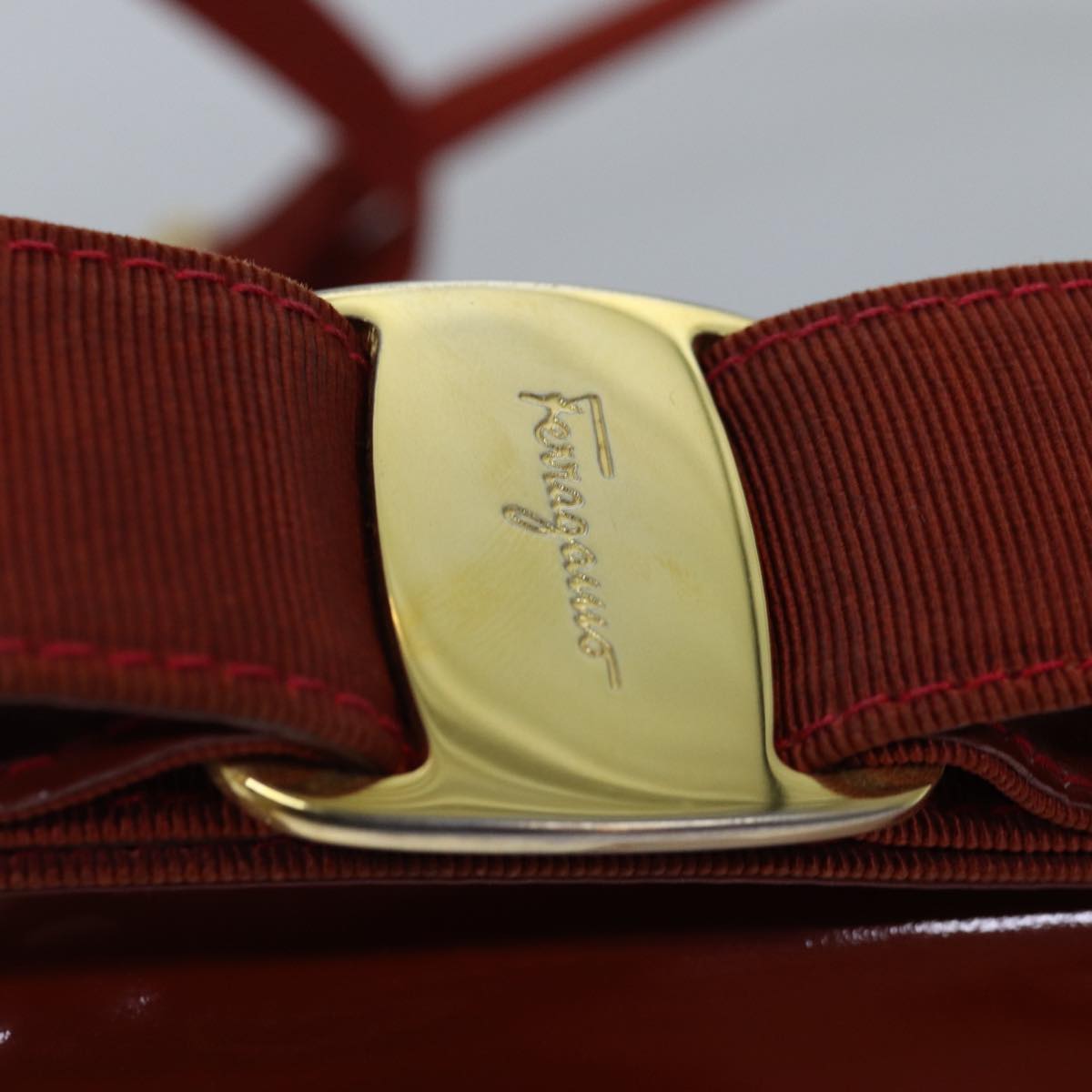 Salvatore Ferragamo Hand Bag Patent leather 2way Red Auth 76825