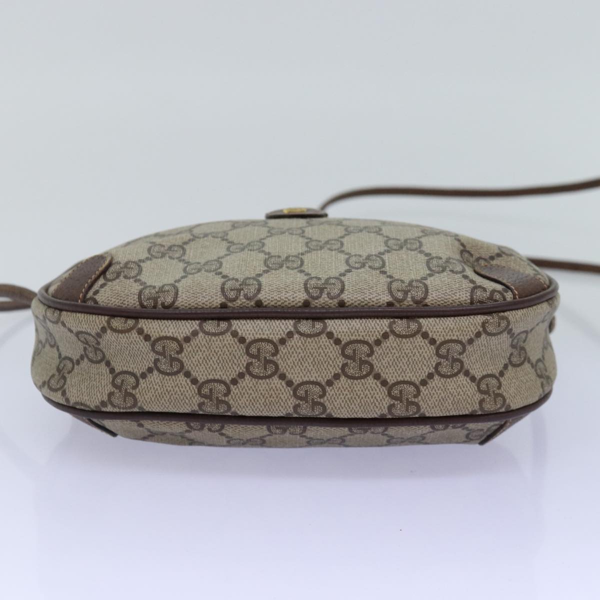 GUCCI GG Supreme Web Sherry Line Shoulder Bag PVC Beige 156 02 066 Auth 76829