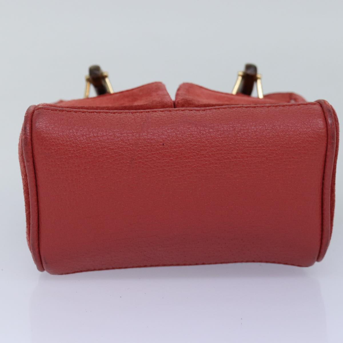 GUCCI Bamboo Hand Bag Suede 2way Red 007 123 0238 Auth 76831