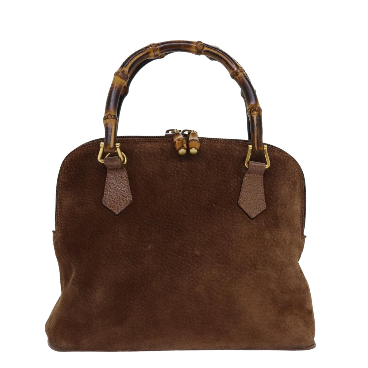 GUCCI Bamboo Hand Bag Suede Brown Auth 76832 - 0