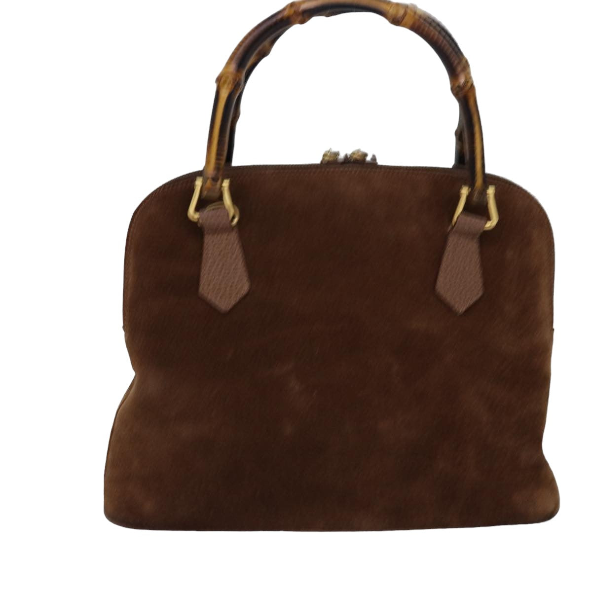 GUCCI Bamboo Hand Bag Suede Brown Auth 76832