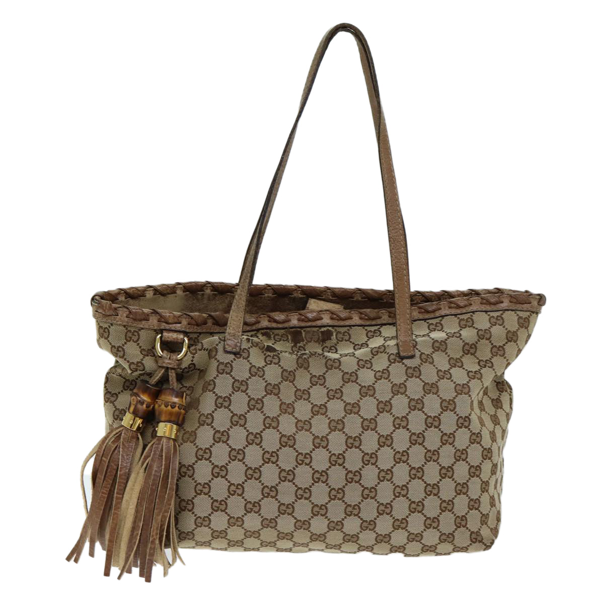 GUCCI GG Canvas Tote Bag Beige 218780 Auth 76843