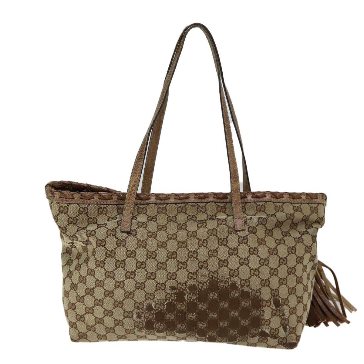 GUCCI GG Canvas Tote Bag Beige 218780 Auth 76843