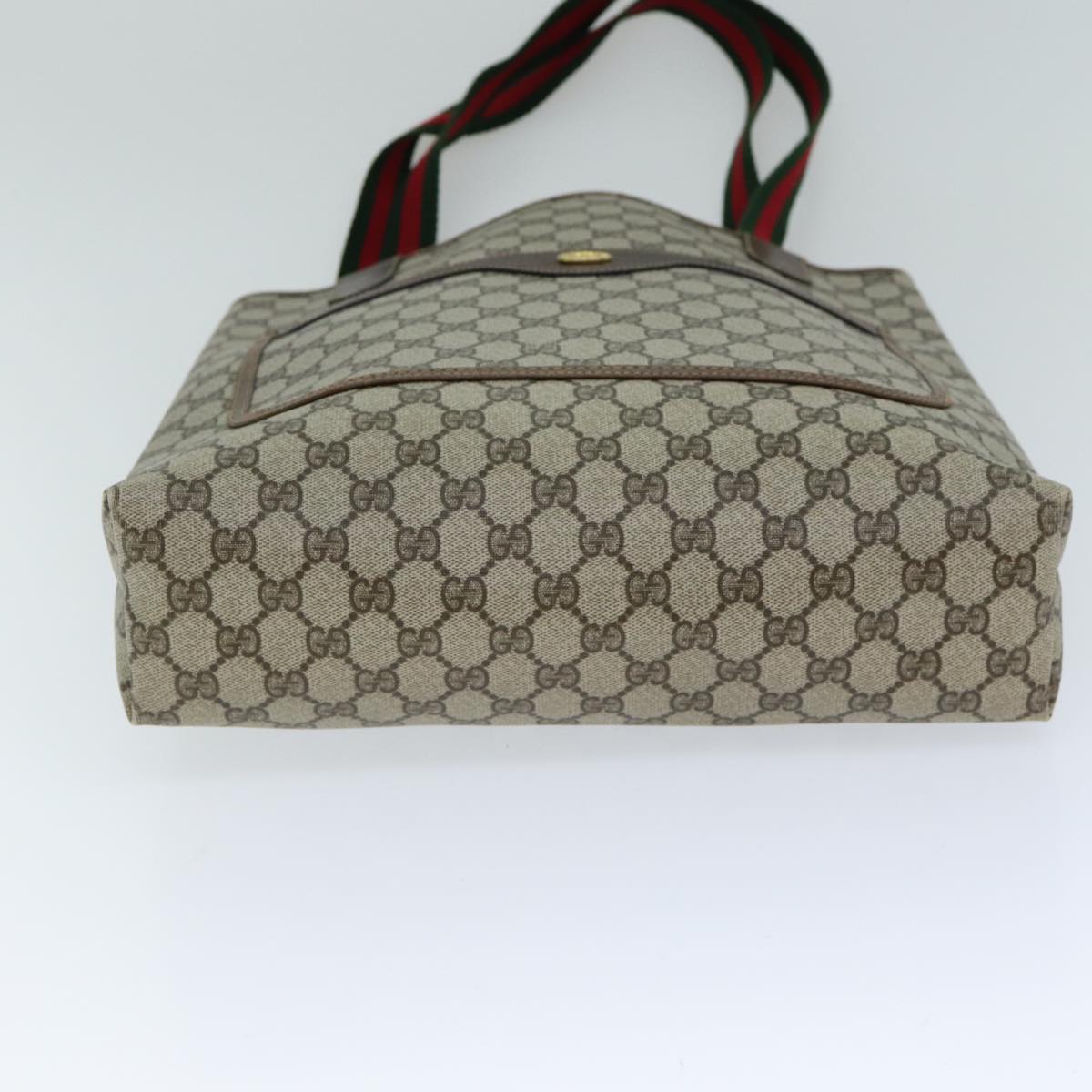 GUCCI GG Supreme Web Sherry Line Tote Bag PVC Beige Red 002 4487 39 Auth 76846