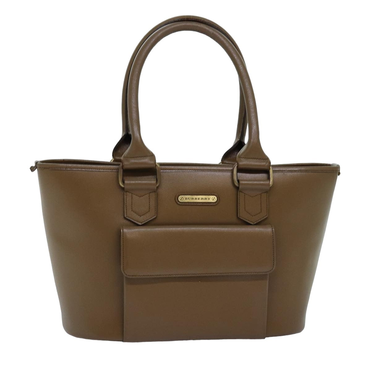 BURBERRY Tote Bag Leather Brown Auth 76852