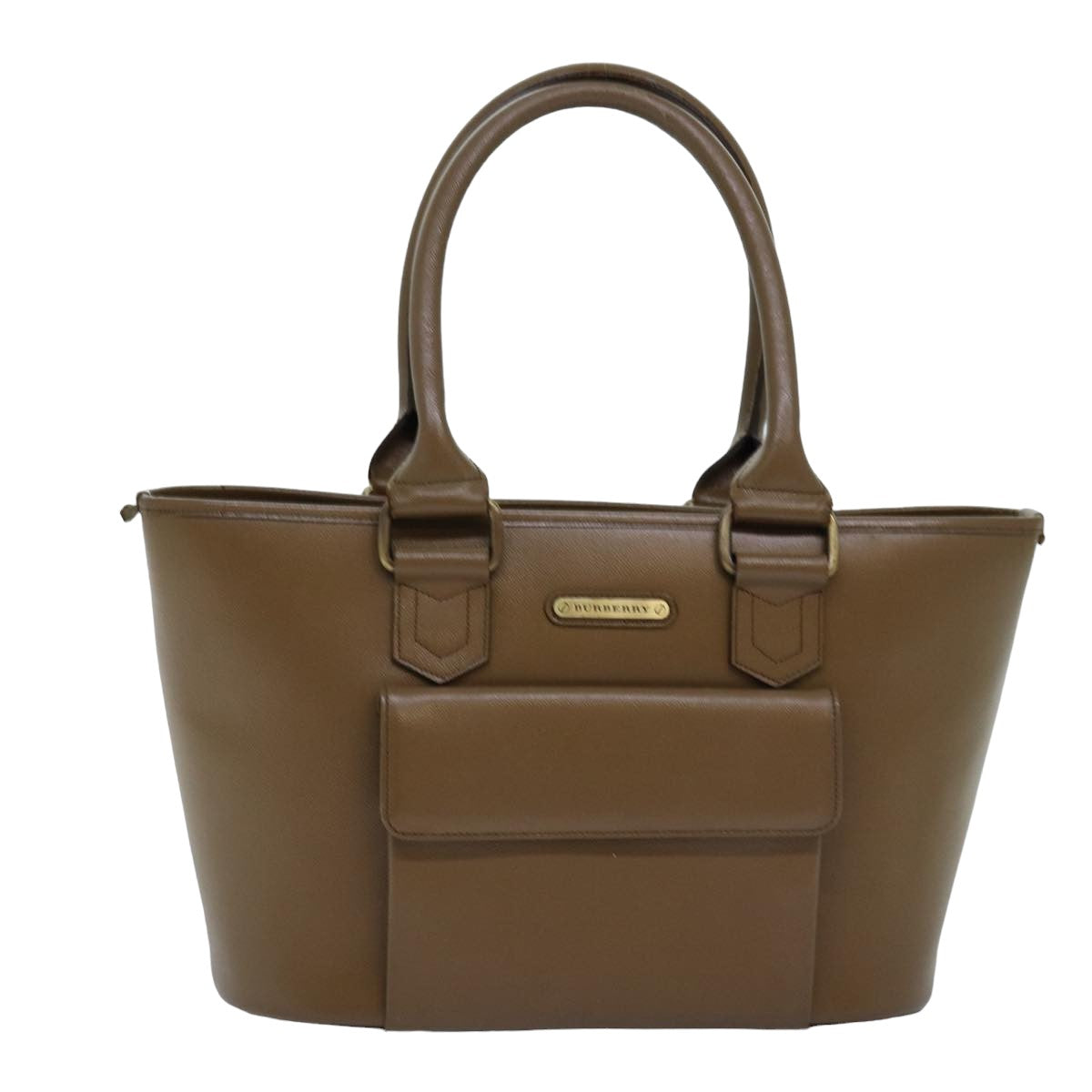 BURBERRY Tote Bag Leather Brown Auth 76852