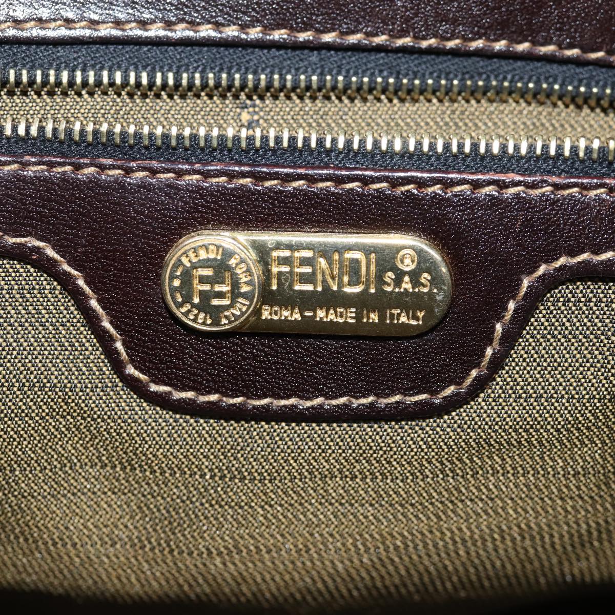 FENDI Zucca Canvas Hand Bag 2way Brown Black Auth 76858