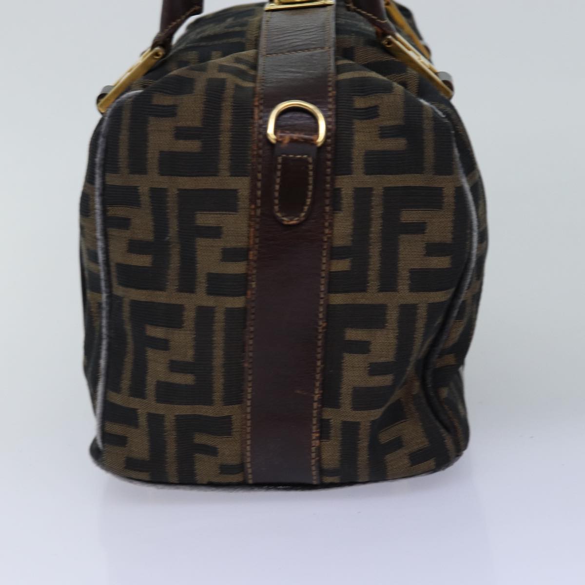 FENDI Zucca Canvas Hand Bag 2way Brown Black Auth 76858