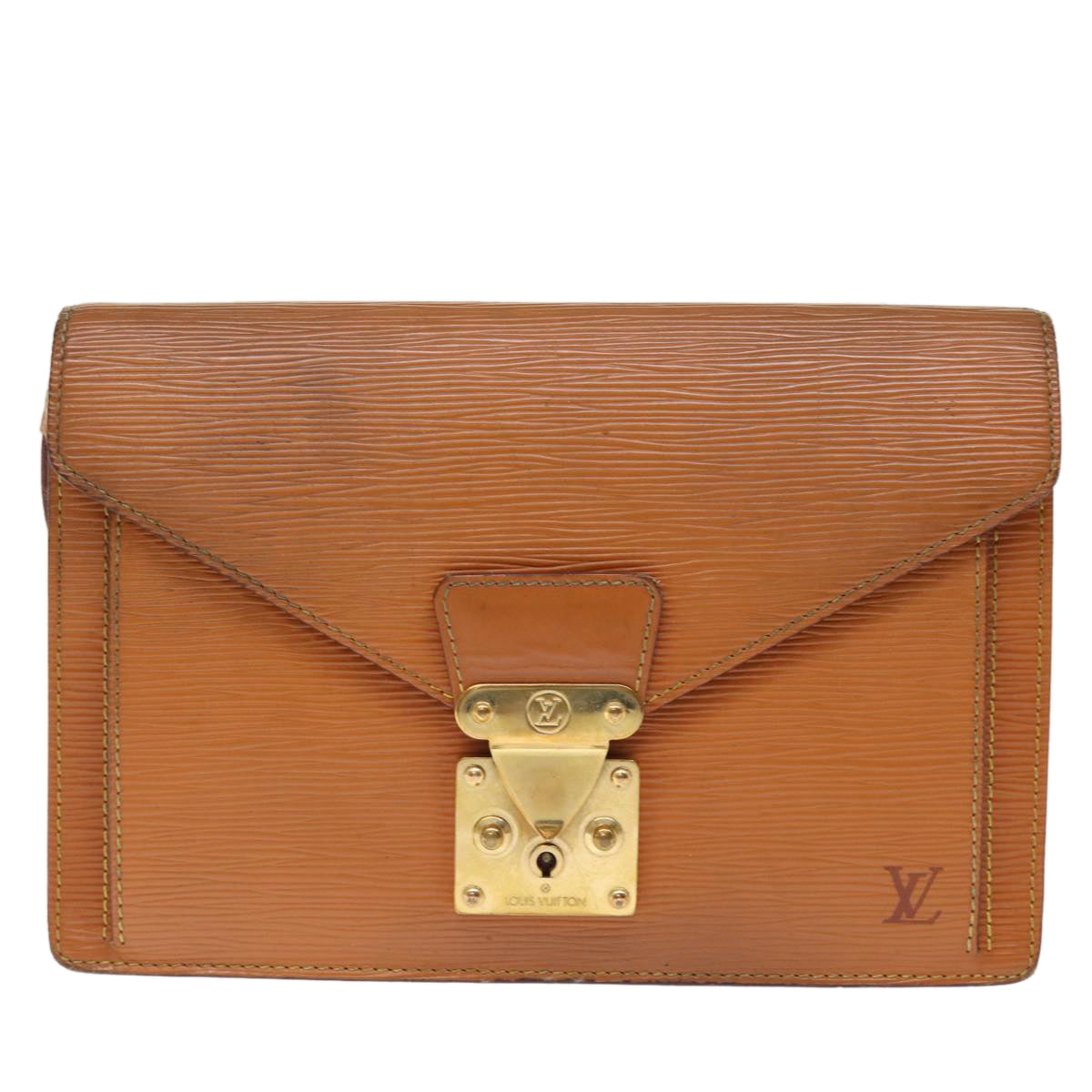 LOUIS VUITTON Epi Serie Dragonne Hand Bag Brown Zipang gold M52618 LV Auth 76860