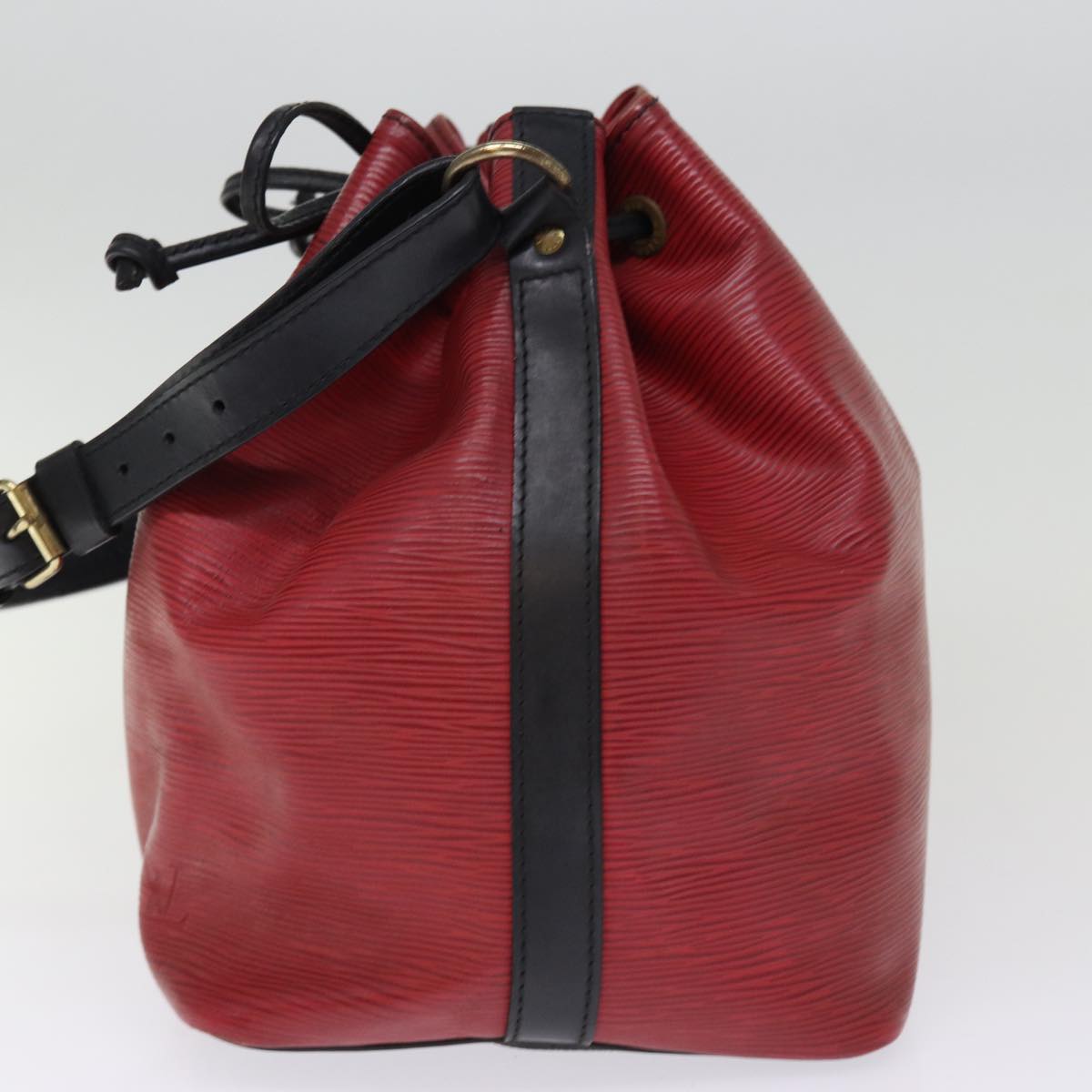 LOUIS VUITTON Epi Petit Noe Shoulder Bag Bicolor Black Red M44172 LV Auth 76862