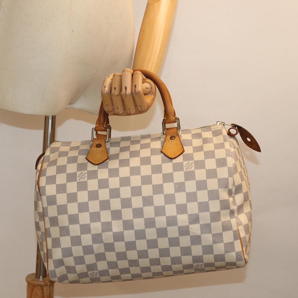 LOUIS VUITTON Damier Azur Speedy 30 Hand Bag N41533 LV Auth 76872