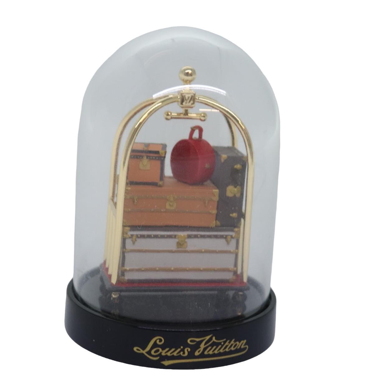 LOUIS VUITTON Baggage Cart Snow Globe Clear LV Auth 76880